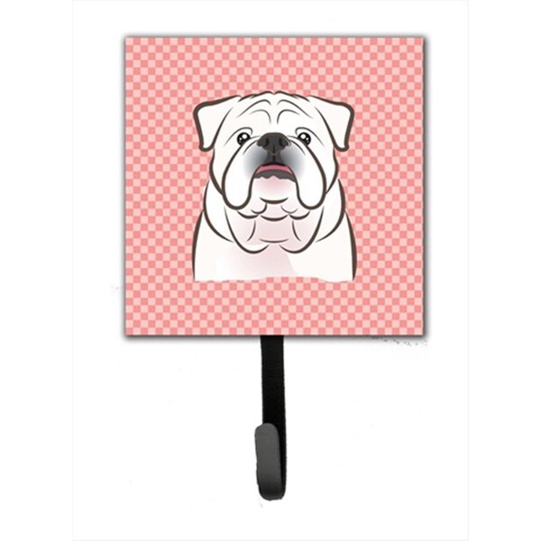 Carolines Treasures Checkerboard Pink White English Bulldog Leash or Key Holder- 4.25 W x 7 H In. BB1220SH4 - main